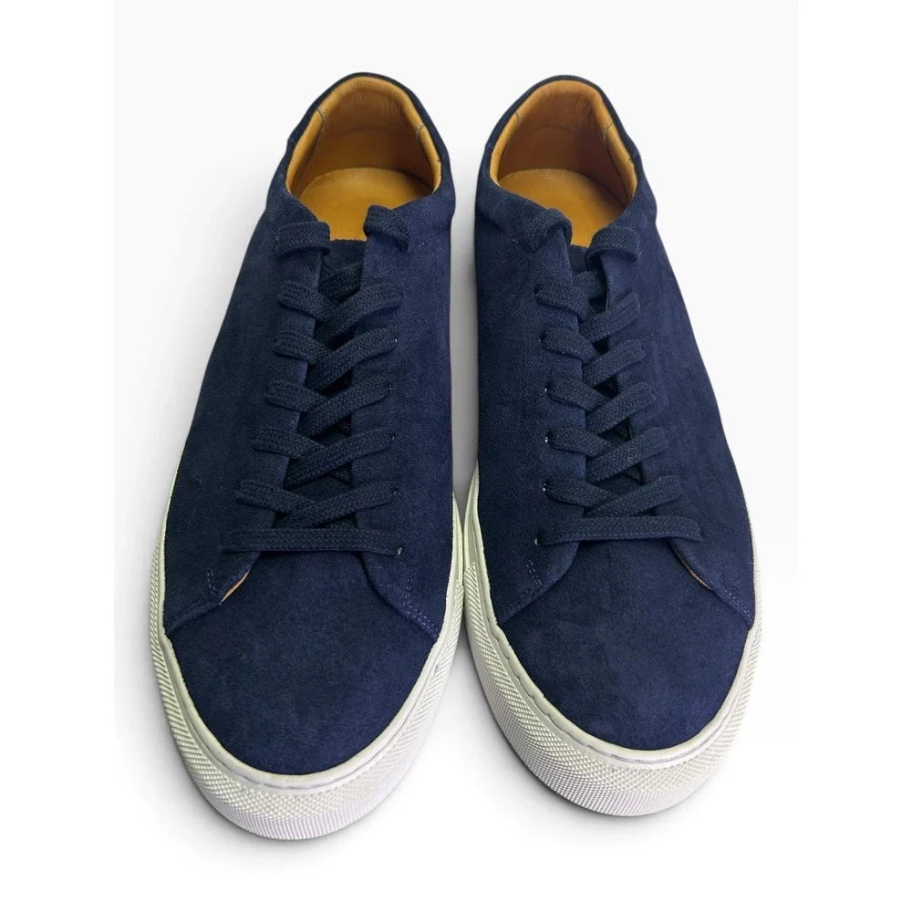 Beckett Simonon Reid Navy Blue Suede Minimalist Low Top Sneakers Men's Size 13